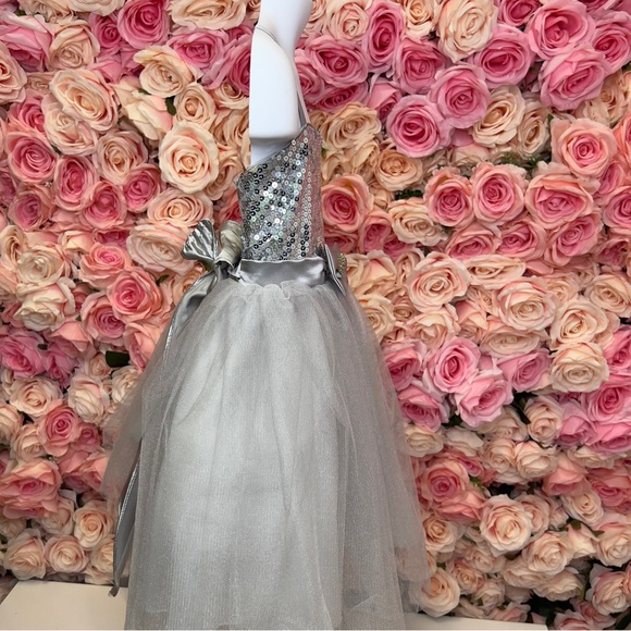 Little Girls Ankle Length Brown Taffeta Dress - Picture 8 of 9